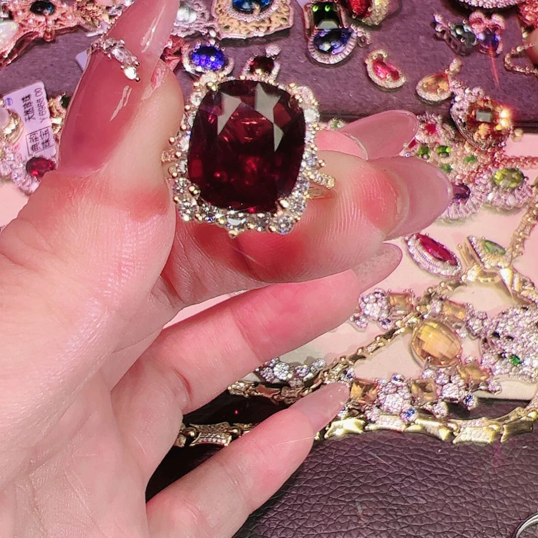 碧玺碧玺戒指银S925镶嵌