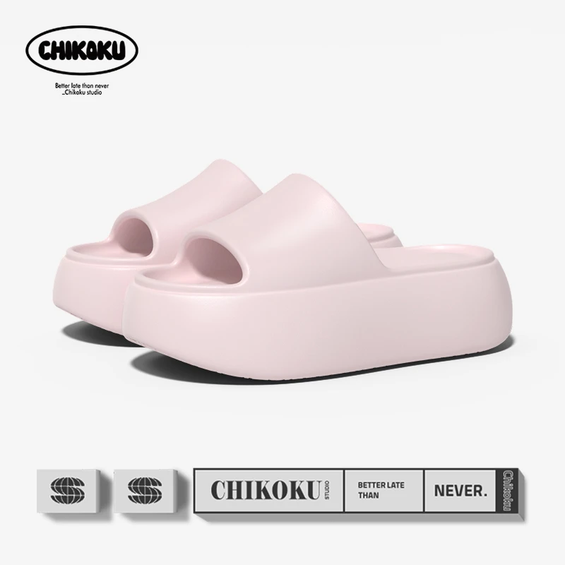 chikoku5cm厚底软糖凉拖鞋女夏休闲室内外穿防滑增高拖鞋矮子乐