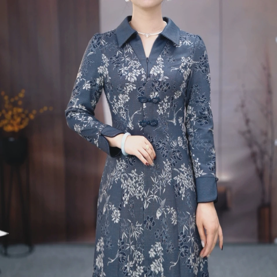 春季新中式改良旗袍2025年新款妈妈装气质中长款显瘦连衣裙