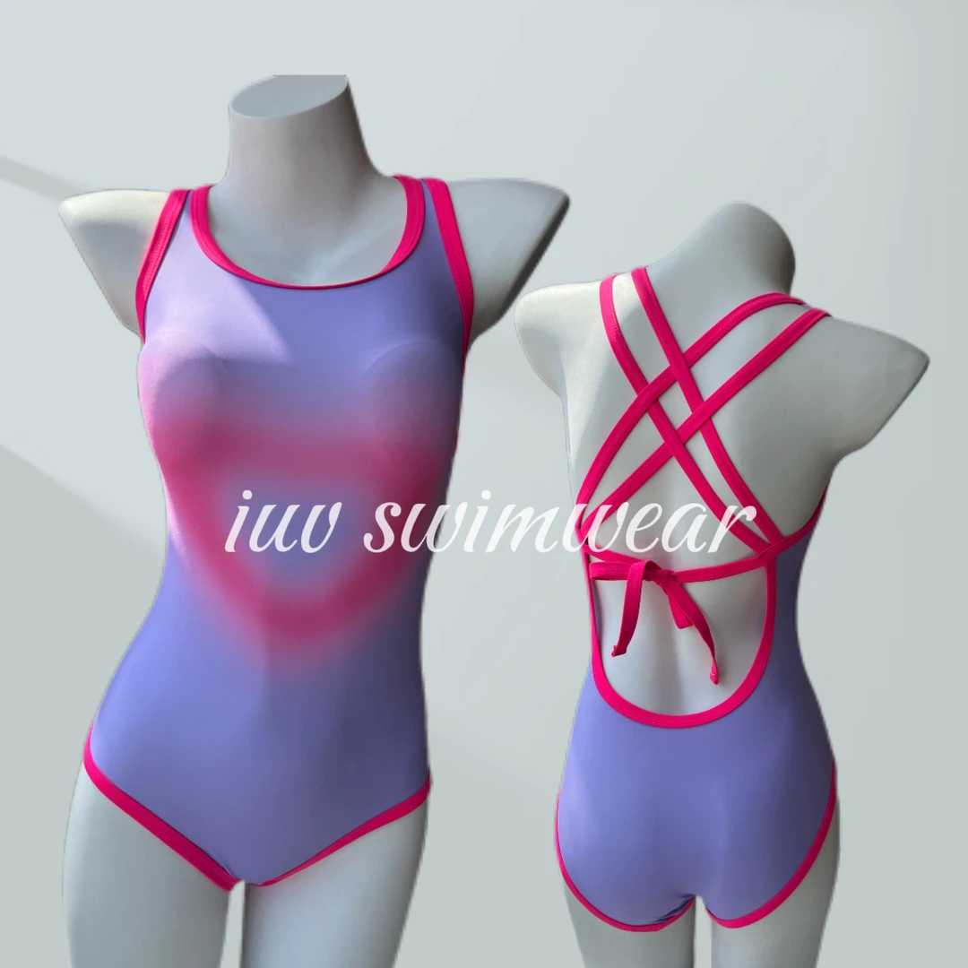 iuv【活力爱心】连体三角运动高级可爱贴身无阻性感三角竞速泳衣