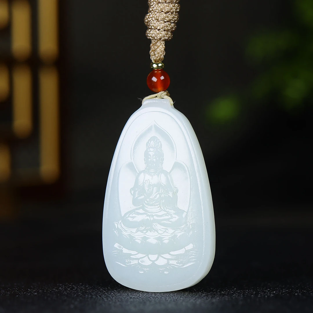 121067和田玉白玉观音挂件