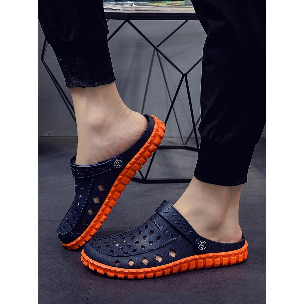 原装越南橡胶拖鞋码洞洞鞋男款大码柔软透气不臭脚沙滩耐磨