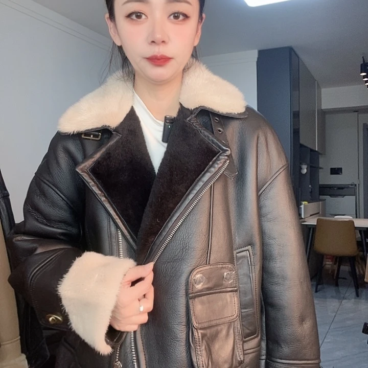 绵羊皮配水貂皮毛一体XL135斤左右