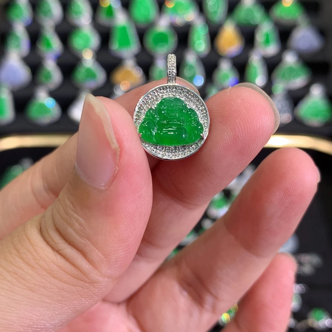 翡翠18K金镶嵌吊坠(不含链)吊坠