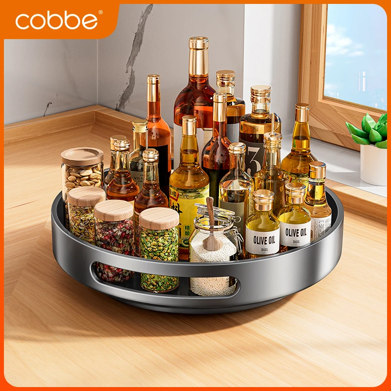 卡贝不锈钢旋转调料台面多功能厨房收纳油盐酱醋调味料大全置物架