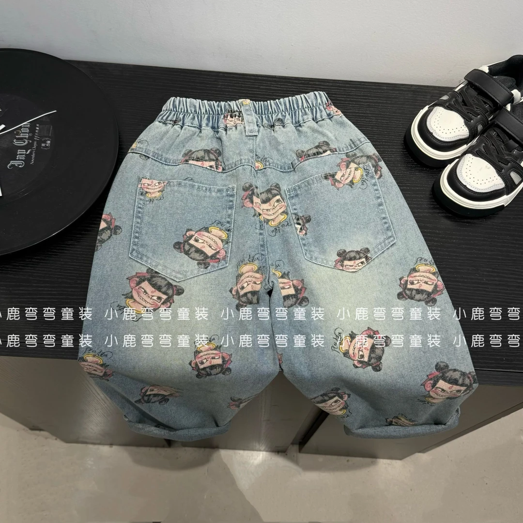 C253214中性风格满印哪吒牛仔裤