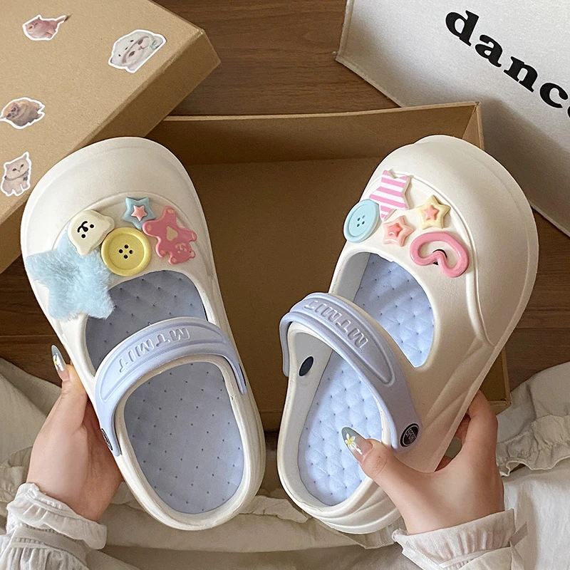 夏季甜美女生防滑海边EVA包头女生外穿半拖鞋ins百搭潮小玛丽珍单