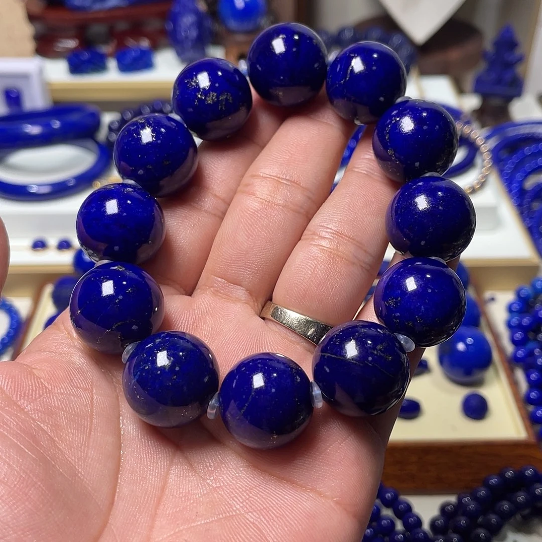 揍***孙青金石未镶嵌高货黑加仑19.6mm