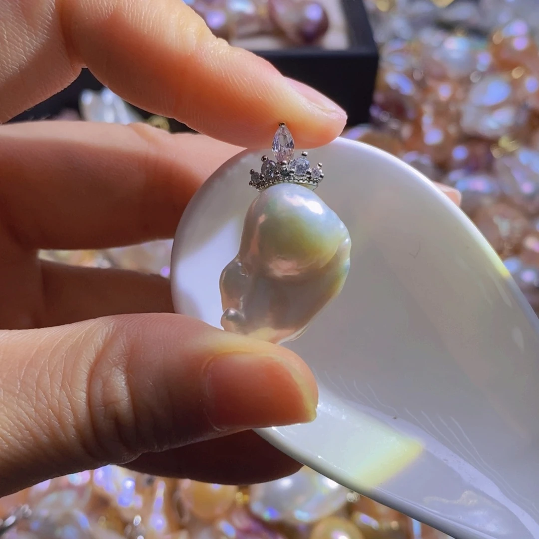 银S925镶嵌淡水珍珠微瑕