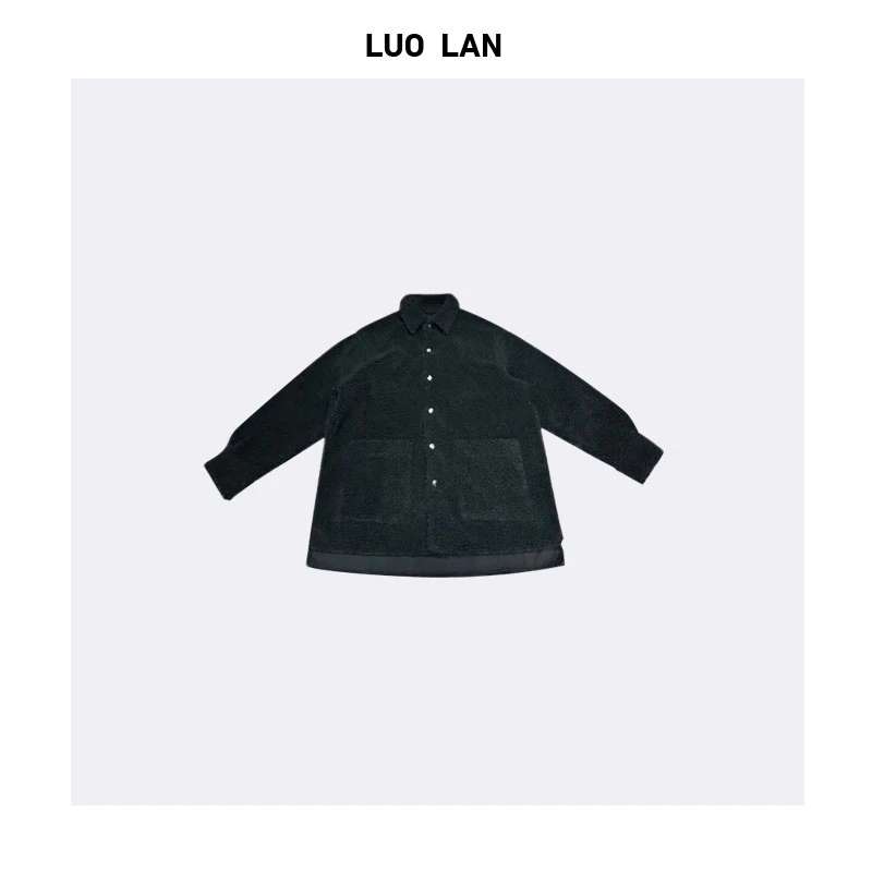 DAMEI OOTD 极简宽松廓形翻领长袖休闲摇粒绒外套 YLM00158