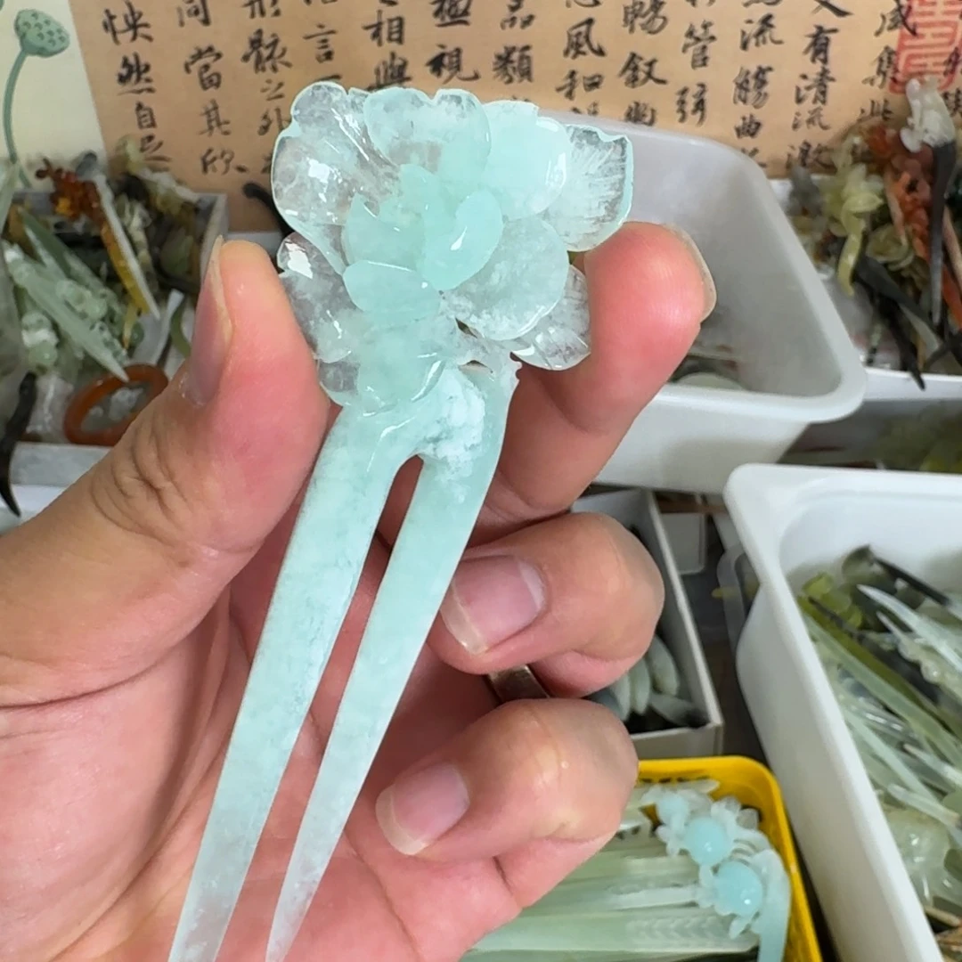 岫玉未镶嵌发饰明君玉簪就是好看