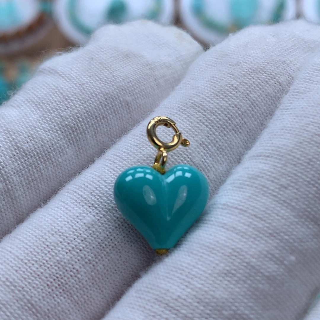 绿松石未镶嵌原矿绿松石爱心吊坠
