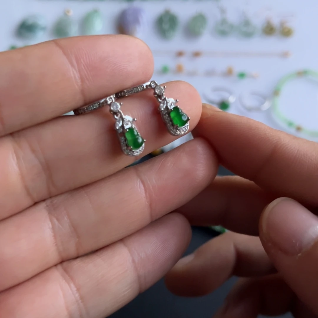 翡翠银S925镶嵌耳饰福利