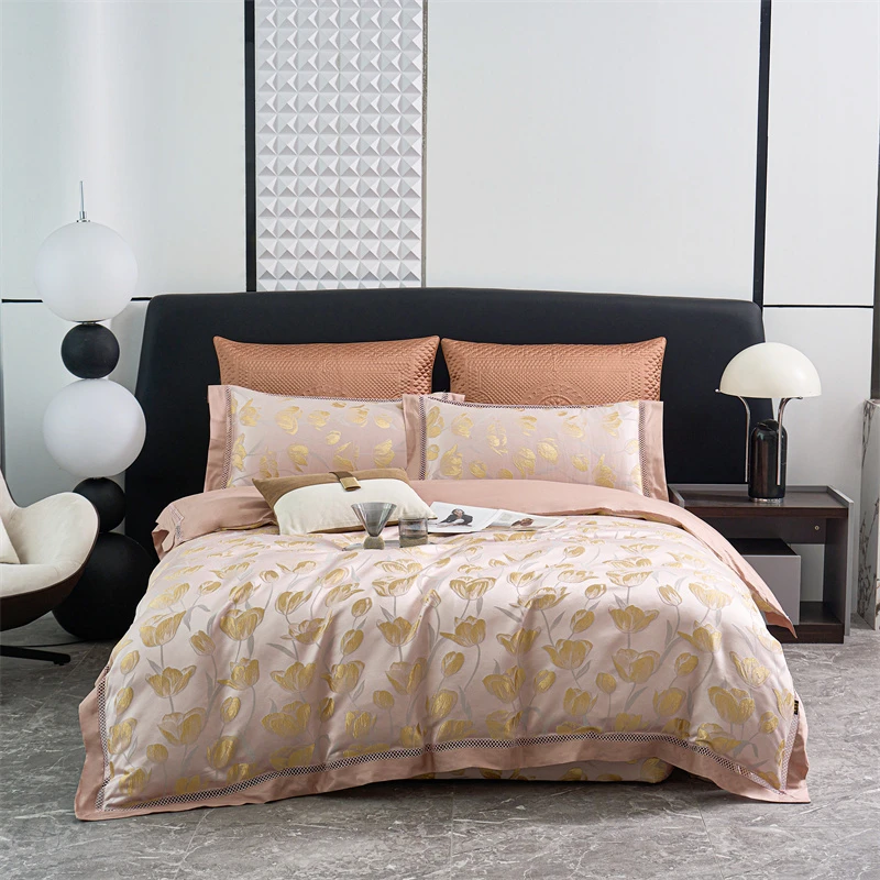 A&J国色天香-轻奢全棉贡缎提花床上四件套春夏秋冬不滑床-【M324】