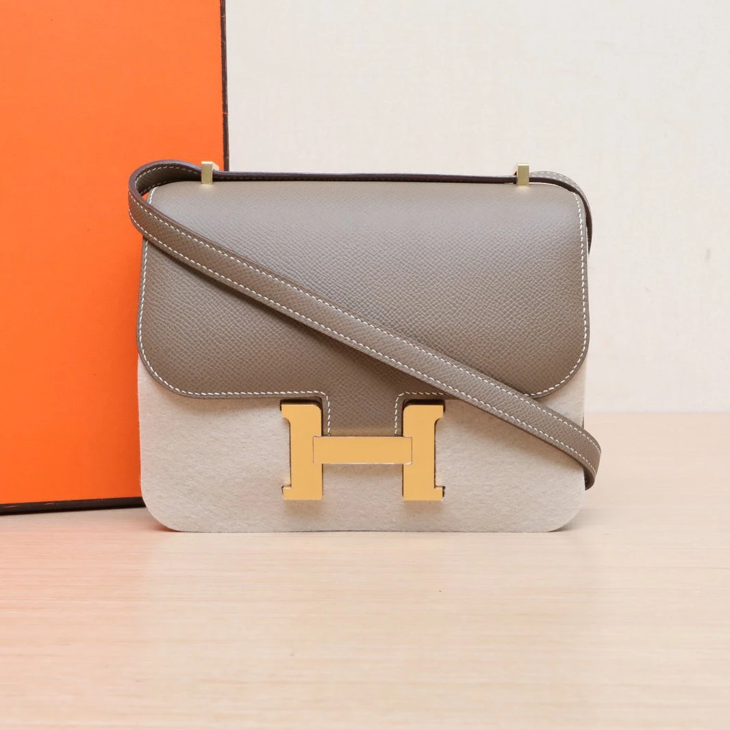 99新 Hermes/爱马仕 活动折【念念】康康 19 大象灰 Y刻 金扣 包