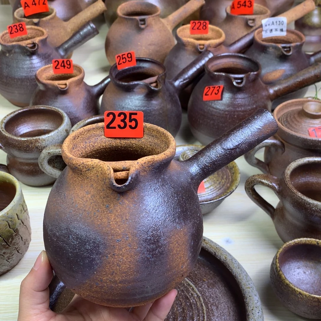 联*柴烧粗陶烤茶罐一物一拍700毫升左右