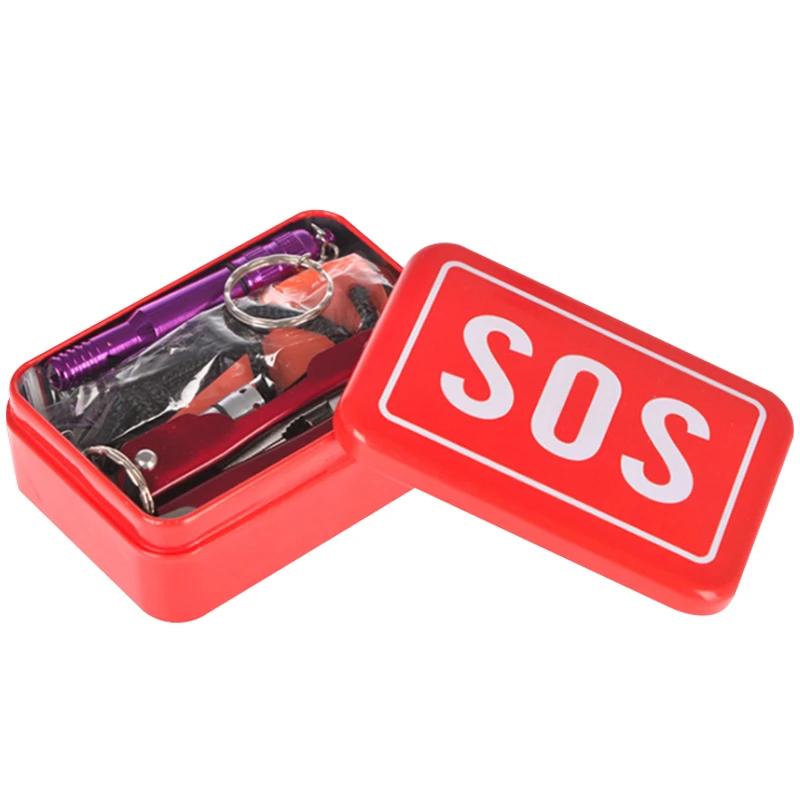 户外求生应急包工具盒多功能套装sos野外生存自救盒应急盒装备