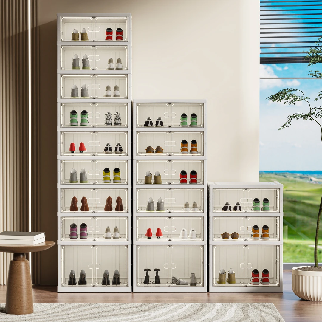 家用门口免安装鞋柜收纳盒透明鞋盒防尘鞋架小户型收纳神器折叠