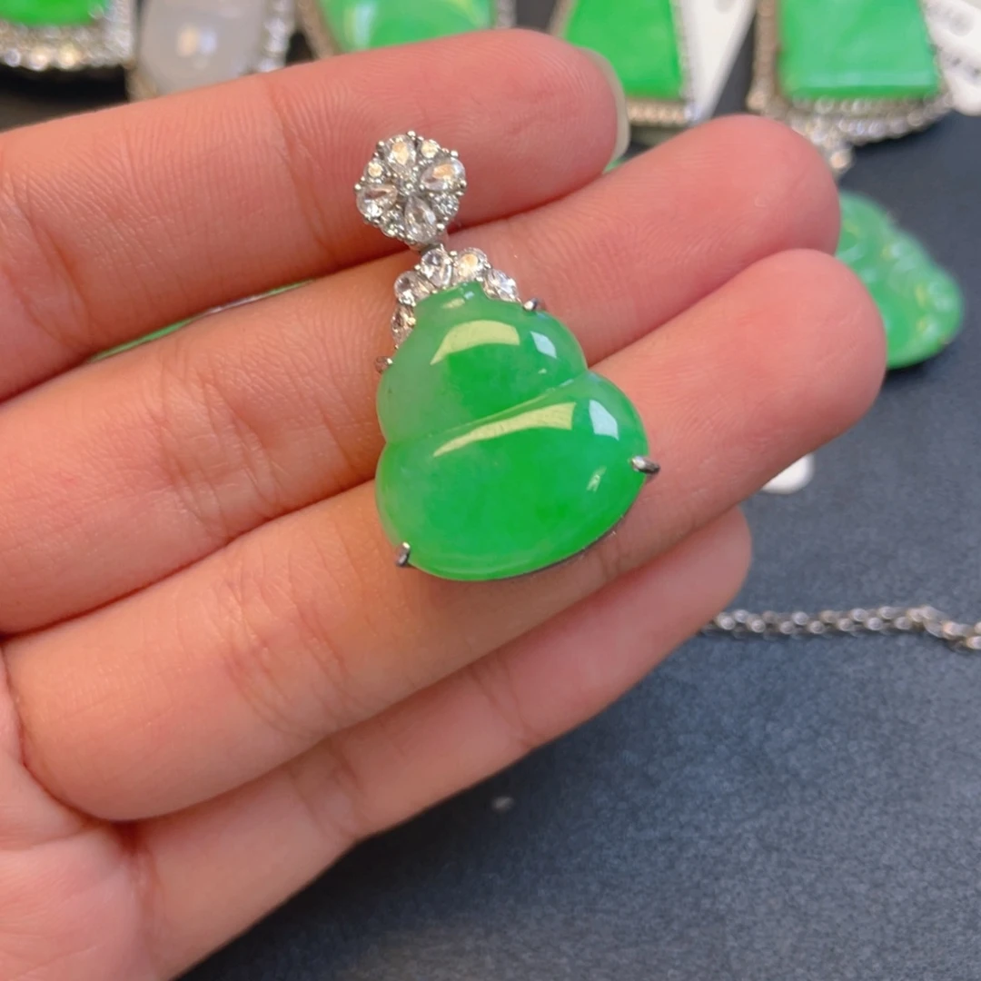 翡翠银S925镶嵌吊坠(不含链)