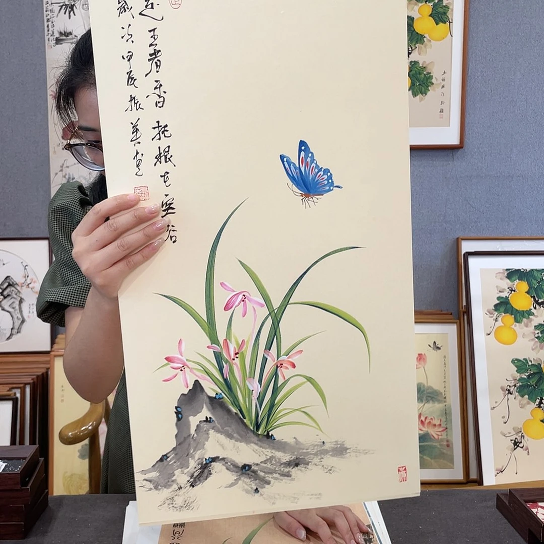 书法手绘带框尺寸：36*69