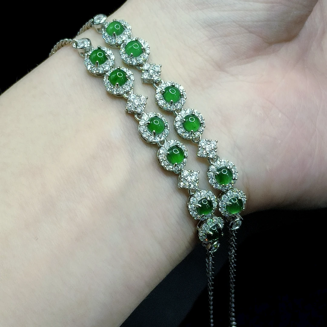 【老涂精选】翡翠蛋面手链H23【多样性发其一】约3mm