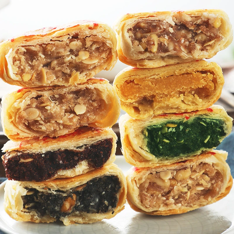 功德林净素中秋传统老式月饼无添加蔗糖五仁豆沙椒盐多口味酥饼