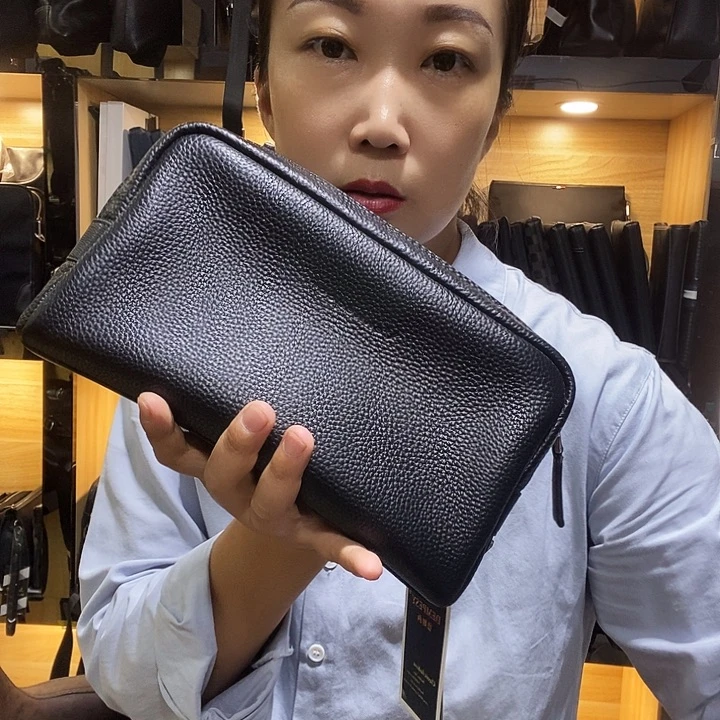 水牛剖层皮革真皮手包