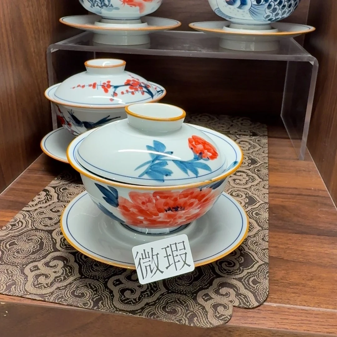 釉下手绘茶具微瑕