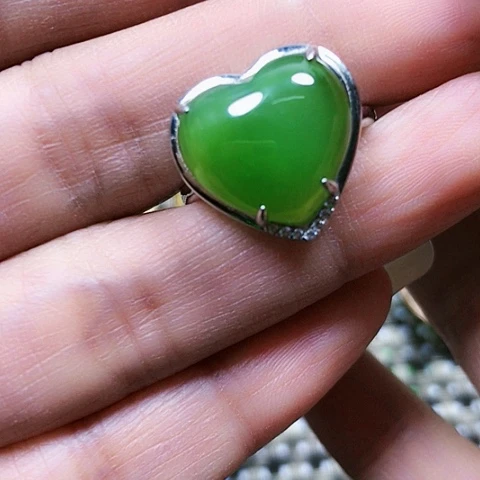 和田玉银S925镶嵌戒指