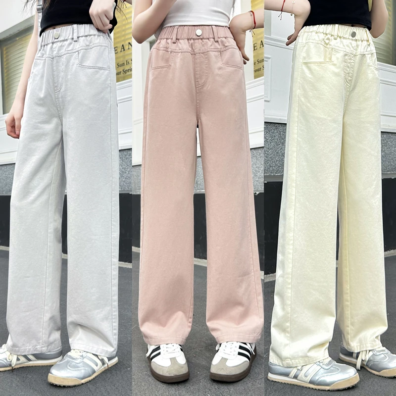 1898女童裤子儿童2025新款夏款阔腿裤女大童夏季薄款直筒休闲裤