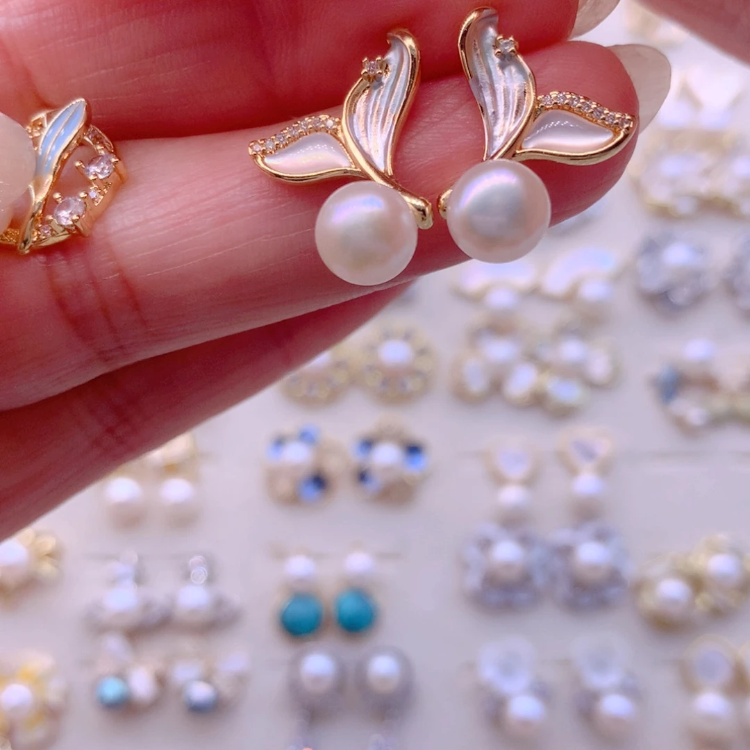 淡水珍珠耳饰合金