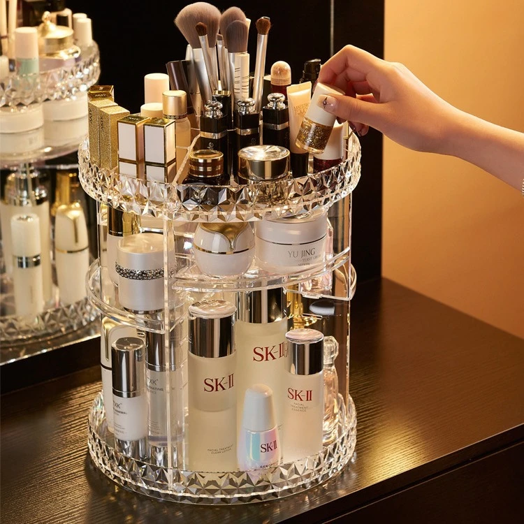 桌面旋转化妆刷护肤品整理架ps透明化妆品收纳盒梳妆台置物收纳架