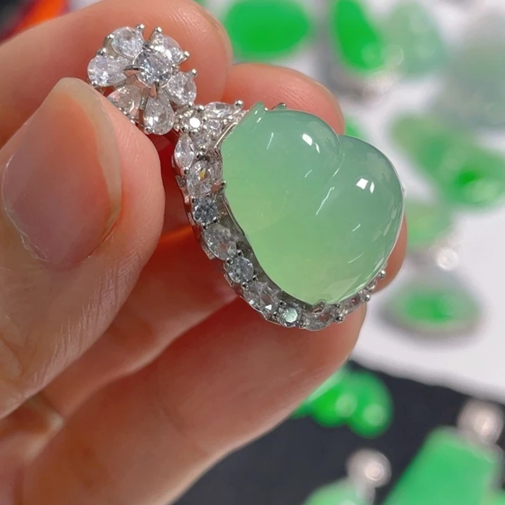 翡翠银S925镶嵌吊坠(不含链)