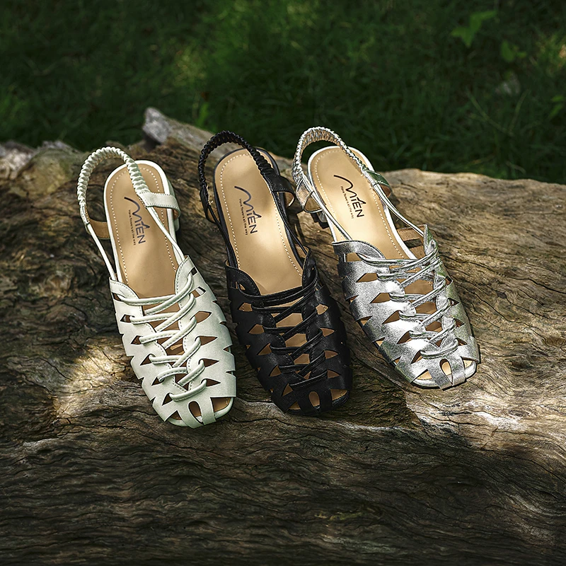 Sheriley77小众百搭手工编织单鞋镂空包头凉鞋舒适罗马风时尚女鞋