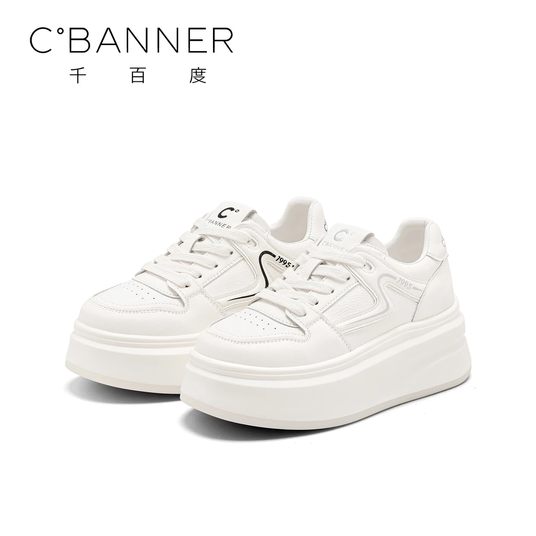 千百度时尚小白鞋2026新款复古简约舒适百搭时尚休闲鞋