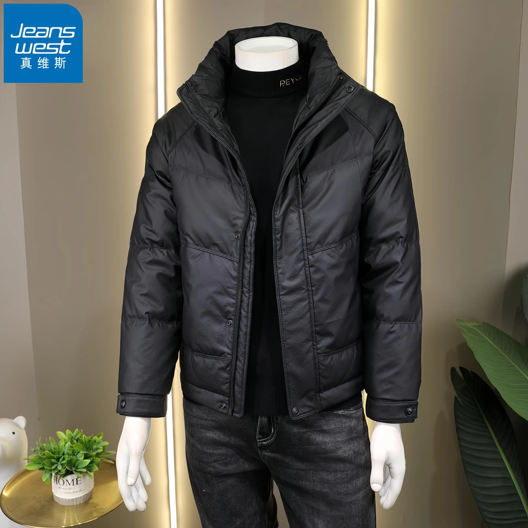 真维斯Jeanswest新款男士羽绒服秋冬商务休闲加厚白鸭绒工装外套