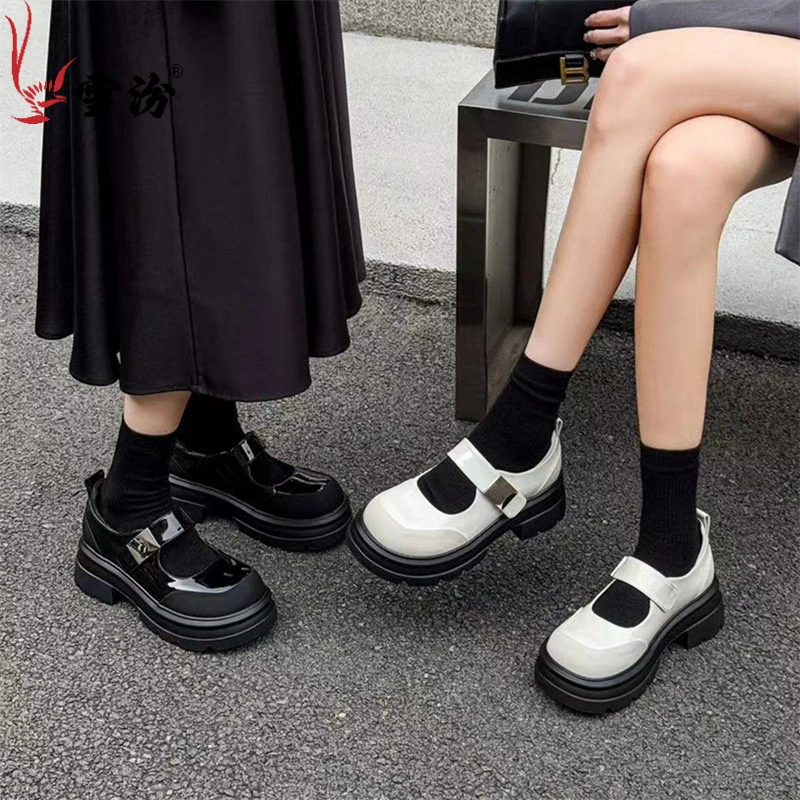 百搭女鞋春季皮鞋复古黑色单鞋乐福鞋时尚厚底软底圆头粗跟