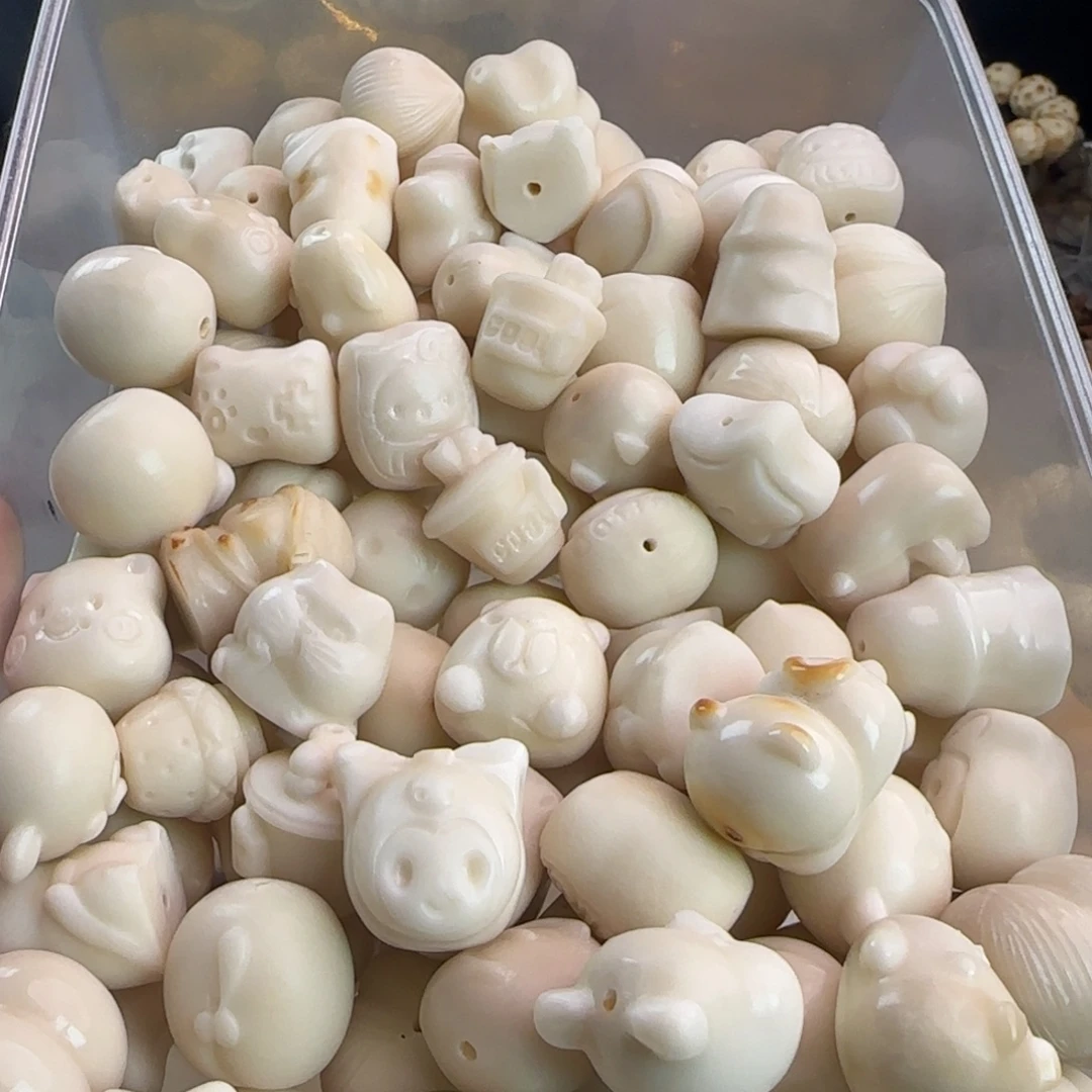 菩提根/象牙果手串微瑕白色大尺寸119颗大混锅批发处理无售后