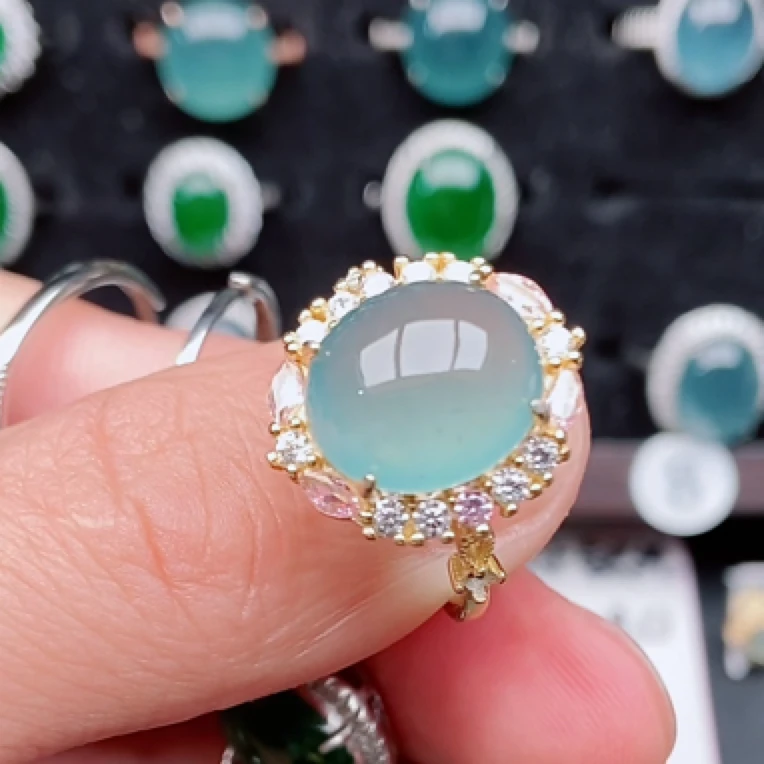 S925银镶嵌纯天然a货翡翠戒指（不含证书，需要请单拍证书链接）