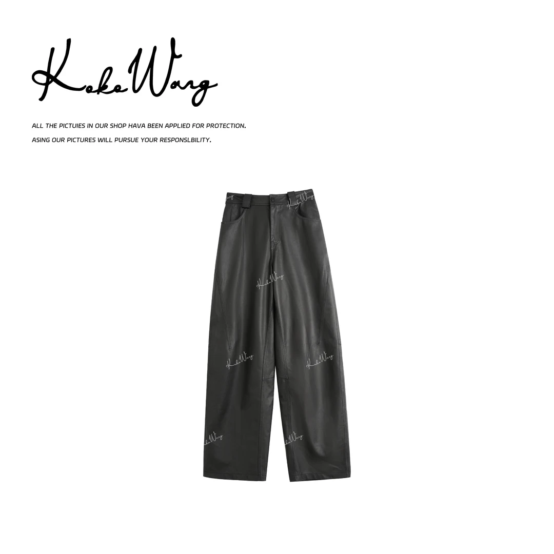 KOKOWANG 秋冬轻奢雾面哑光0.3超轻薄显瘦工装皮裤 N6585H10K42