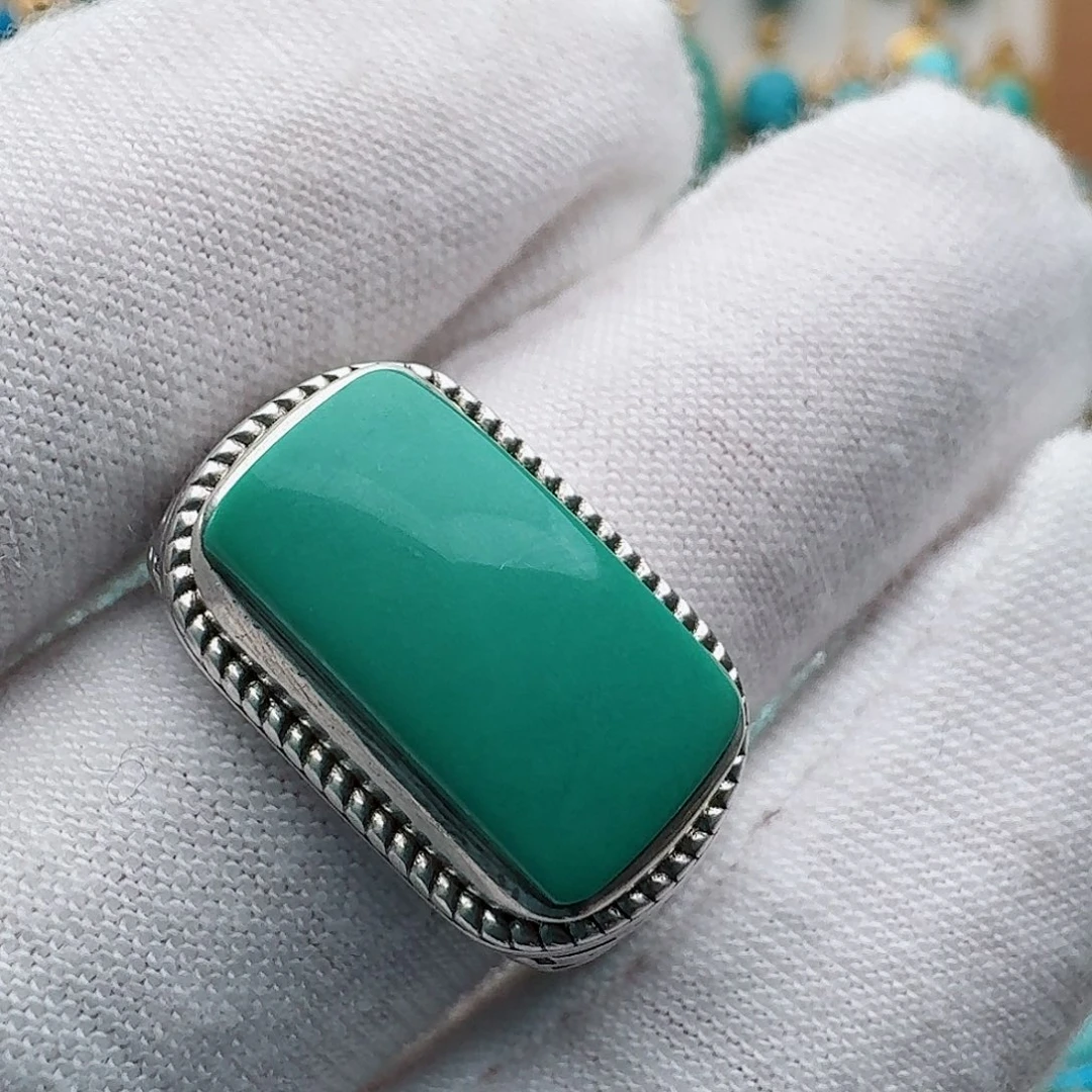 绿松石银S925镶嵌戒指