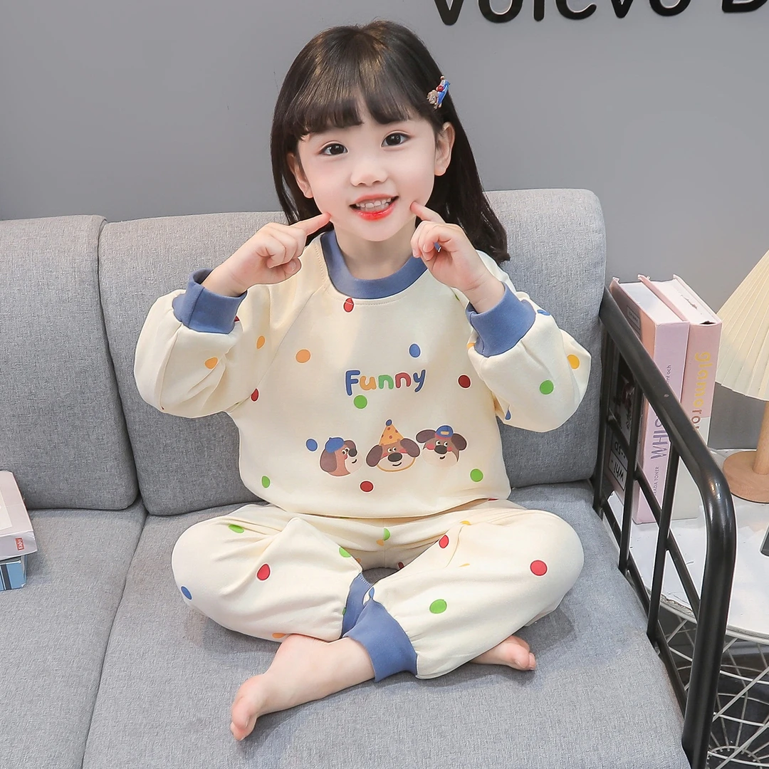 女童睡衣春秋款2025新款纯棉卡通长袖秋季宝宝女孩儿童空调家居服