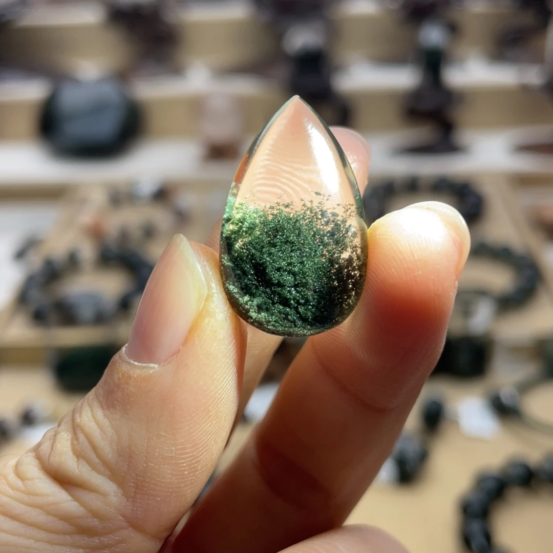 水晶颈饰未镶嵌绿幽灵聚宝盆水滴