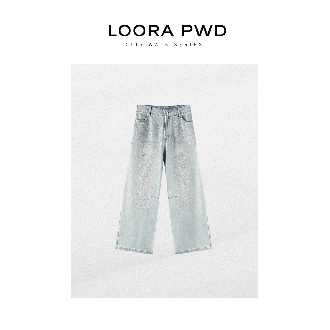 LOORAPWD/罗拉密码【棉】全新定制钉钻直筒复古牛仔裤25CJBG0127N