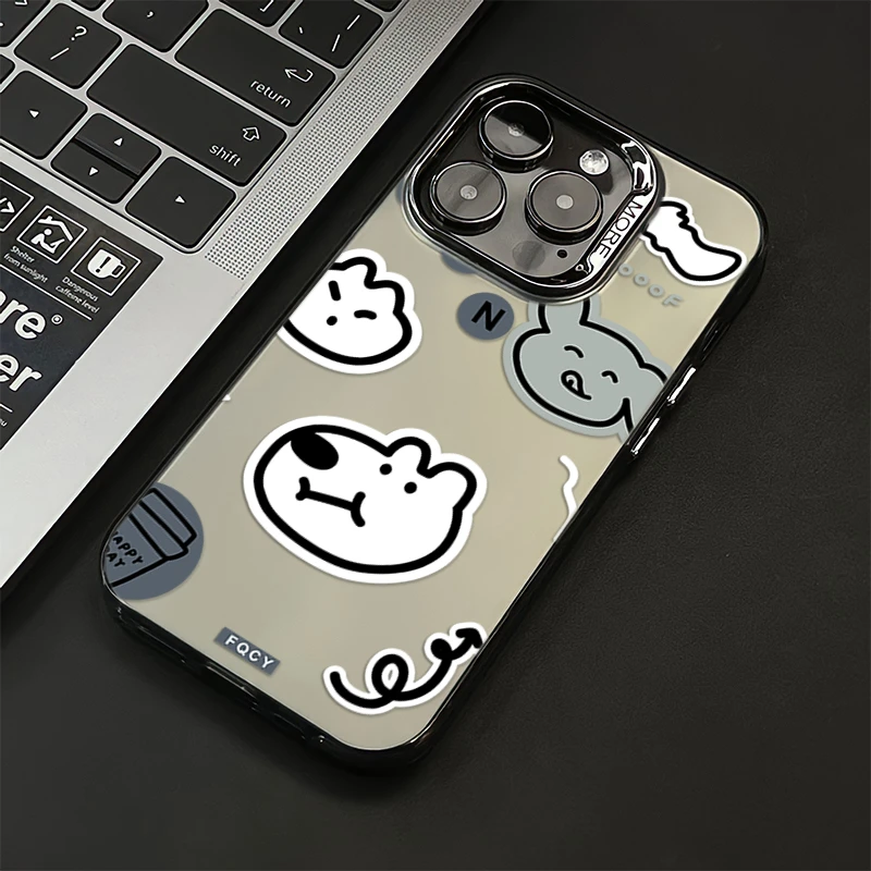 卡通涂鸦iphone16pro手机壳14/15promax苹果13电镀12磨砂套11适用