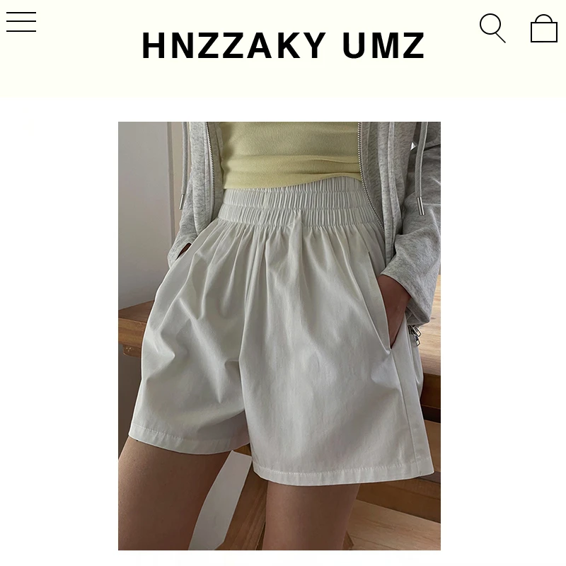 UMZ 高腰直筒休闲裤女春季韩系通勤阔腿短裤N837B