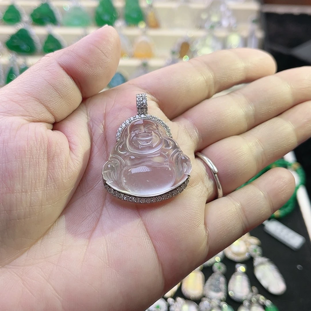 颈饰银S925镶嵌石英质玉蜜*佛公