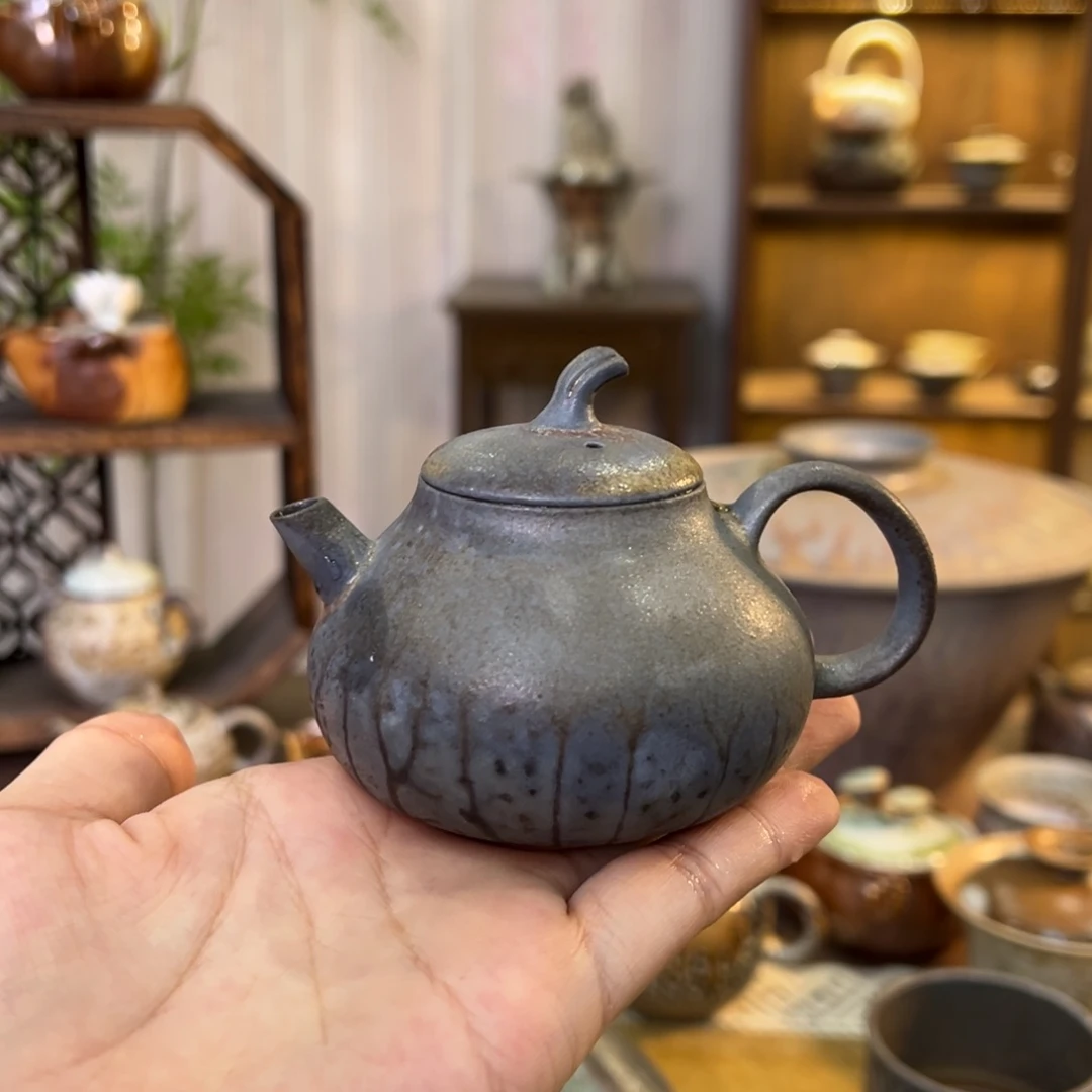 不染柴烧精品茄瓜壶