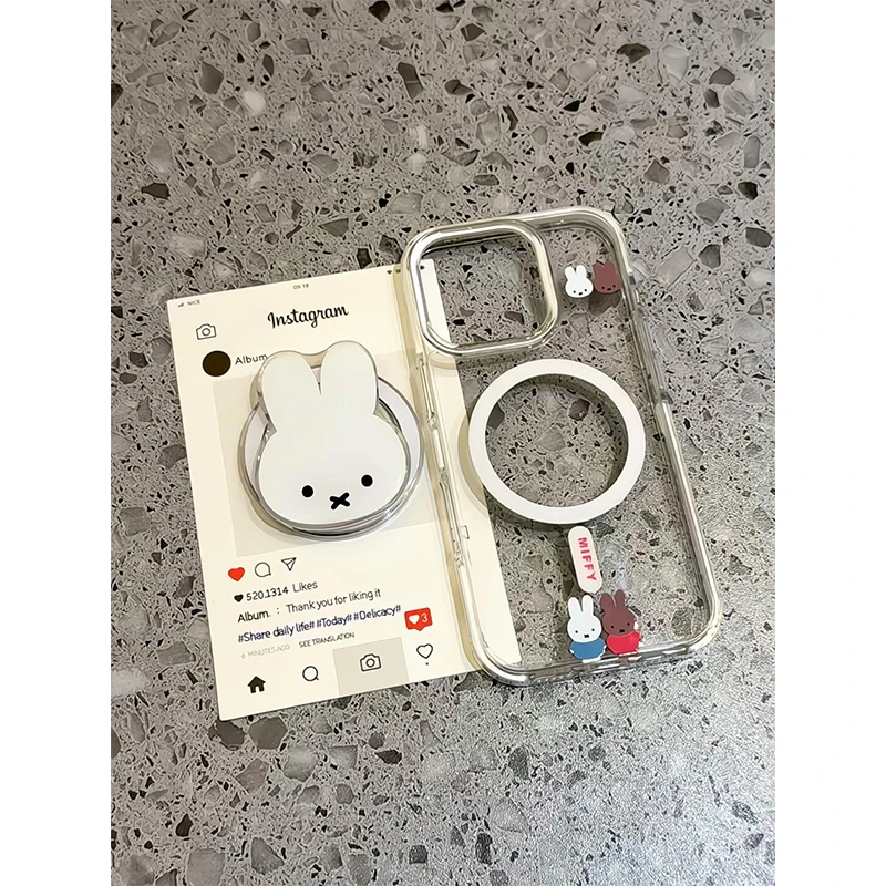 欧略 可爱卡通米菲兔头像磁吸支架适用苹果16promax手机壳iPhone1
