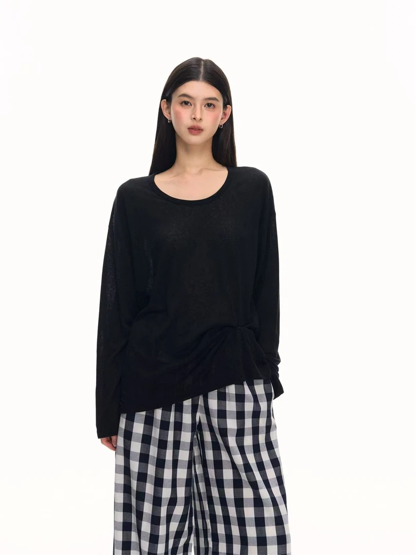 【CHUN ZI】松弛感薄款宽松休闲空调防晒长袖T恤